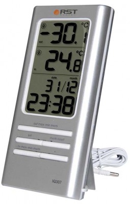 Цифровой термометр для пластиковых окон с часами 02307