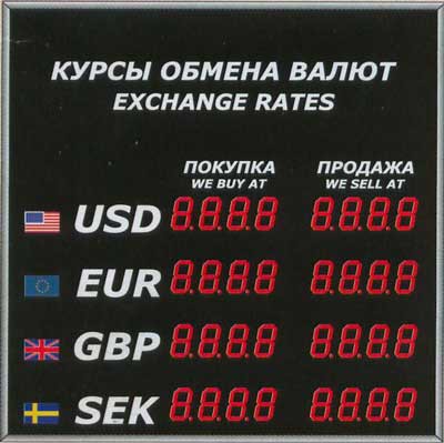 Табло обмена валют для банка 05544